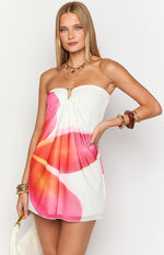 Antoine White Floral Strapless Mini Dress Image