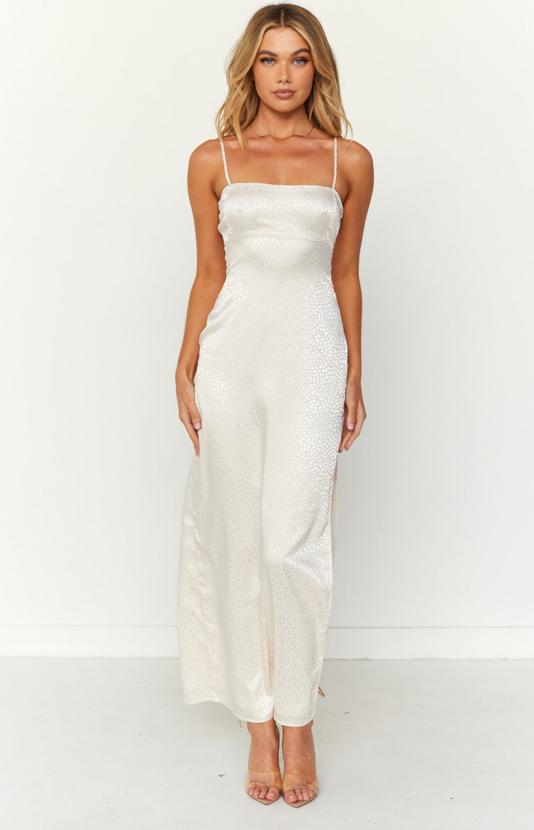 Aria Off White Backless Maxi Dress Image