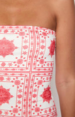 Arizona Red Tile Print Maxi Dress
