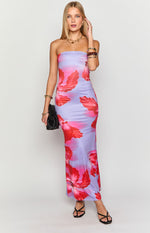 Arizona Purple Floral Print Maxi Dress Image