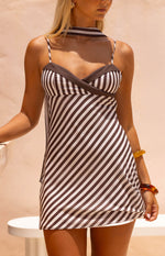 Arti Brown Stripe Micro Mini Dress Image
