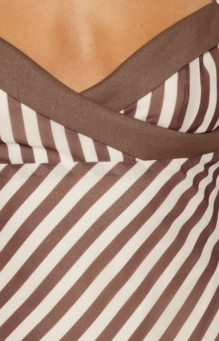 Arti Brown Stripe Micro Mini Dress Image