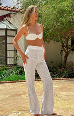Ash White Floral Pants Image