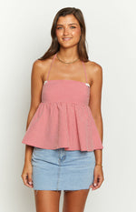 Aspen Red Gingham Halter Top Image