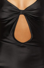 Attina Black Satin Maxi Dress Image