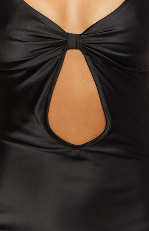 Attina Black Satin Maxi Dress
