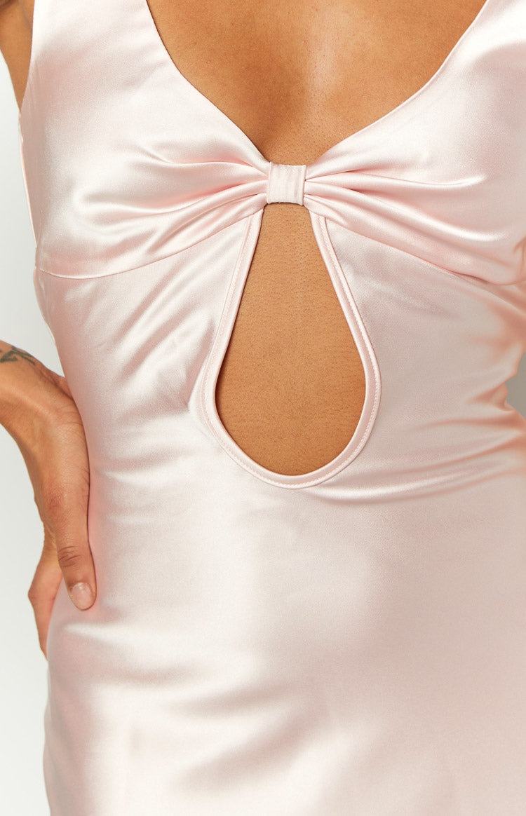 Attina Pink Satin Maxi Dress Image