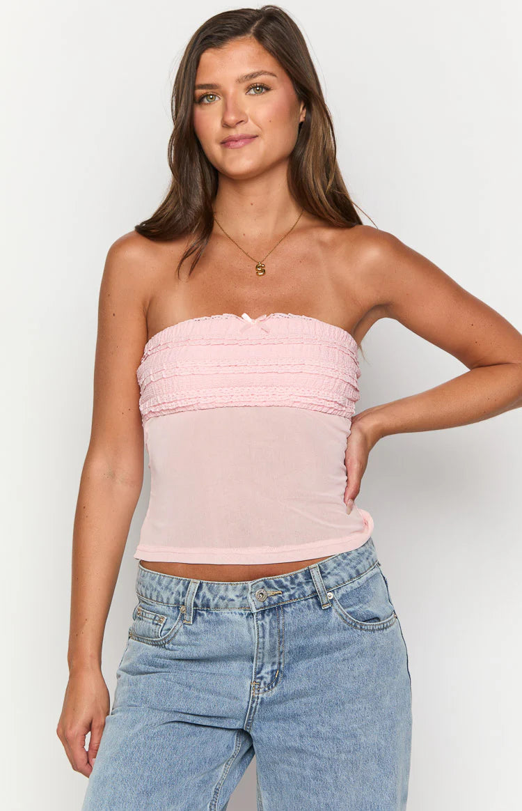 Aubrielle Pink Ruffle Top | Beginning Boutique NZ