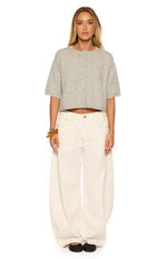 Aurelia Light Grey Short Sleeve Cropped Cardigan