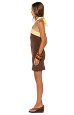 Avenue Brown Contrast Jersey Mini Dress Image