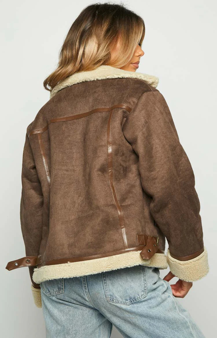 Aviator Brown Sherpa Jacket