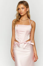 Azriel Pink Satin Corset Top Image