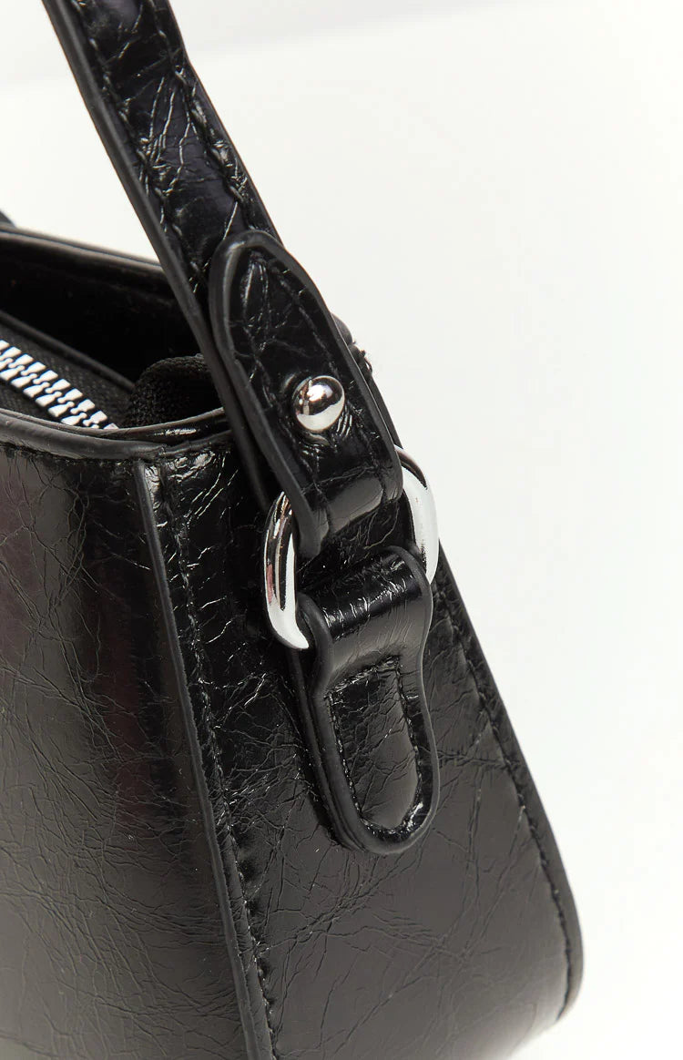 Bowie Black PU Shoulder Bag