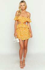 Alyssa Orange Floral Ruffle Mini Dress Image