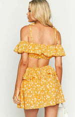 Alyssa Orange Floral Ruffle Mini Dress