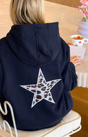 Beginning Navy Leopard Star Hoodie