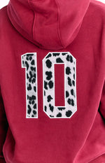 Beginning Burgundy Leopard Star Hoodie