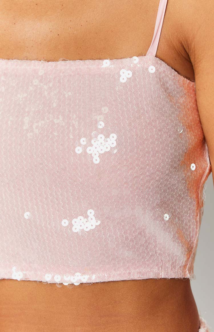 Bellah Pink Sequin Crop Top – Beginning Boutique NZ