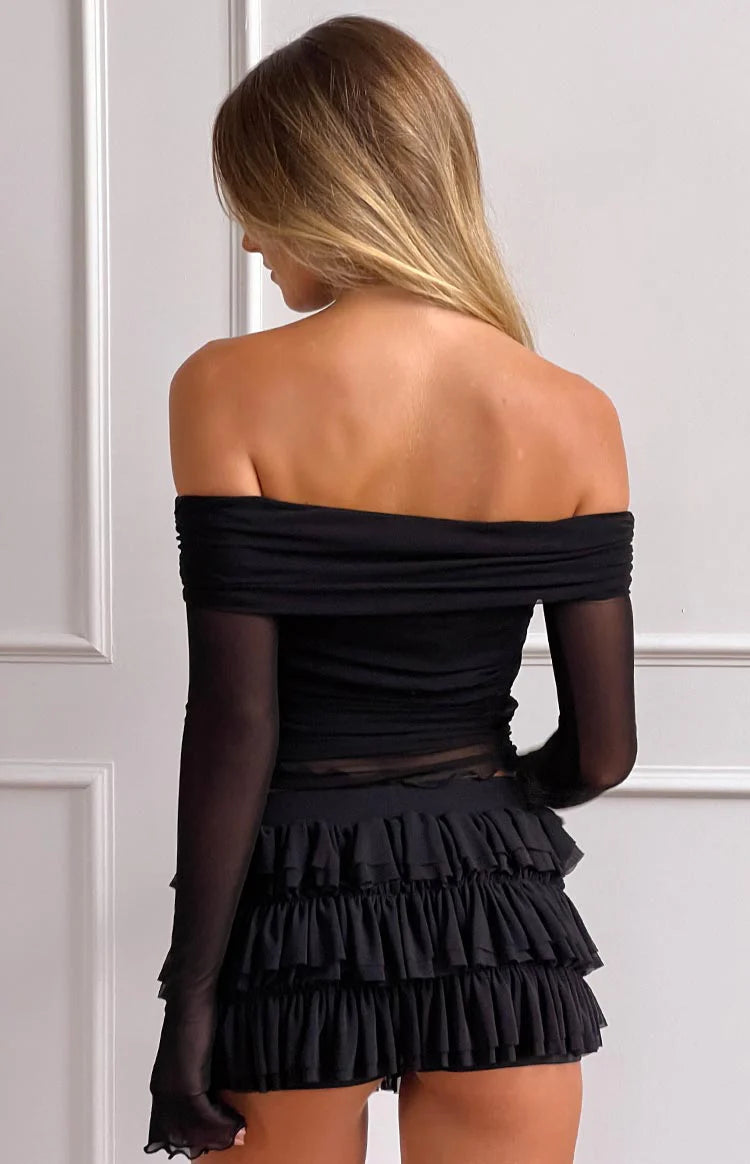 Belle Black Ruffle Shorts