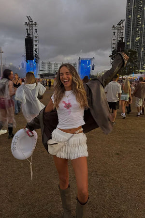 Belle White Ruffle Shorts
