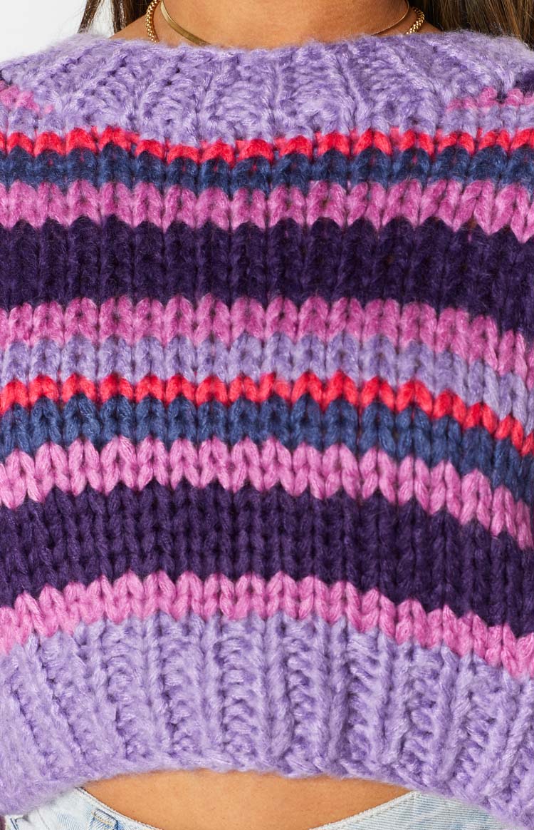 Belmont Stripe Sweater Purple Image