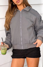 Benson Grey Puff Bomber Jacket