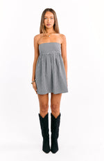 Berrie Black Gingham Strapless Mini Dress Image