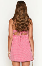 Berrie Red Gingham Strapless Mini Dress