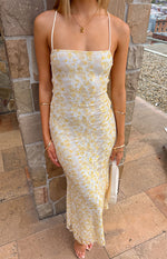 Beside Me Yellow Lace Maxi Dress Image