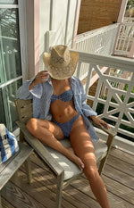 9.0 Swim Bianca Navy Gingham Bikini Top