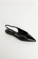 Billini Henna Black Patent Croc Mule
