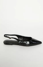 Billini Henna Black Patent Croc Mule