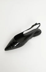 Billini Henna Black Patent Croc Mule