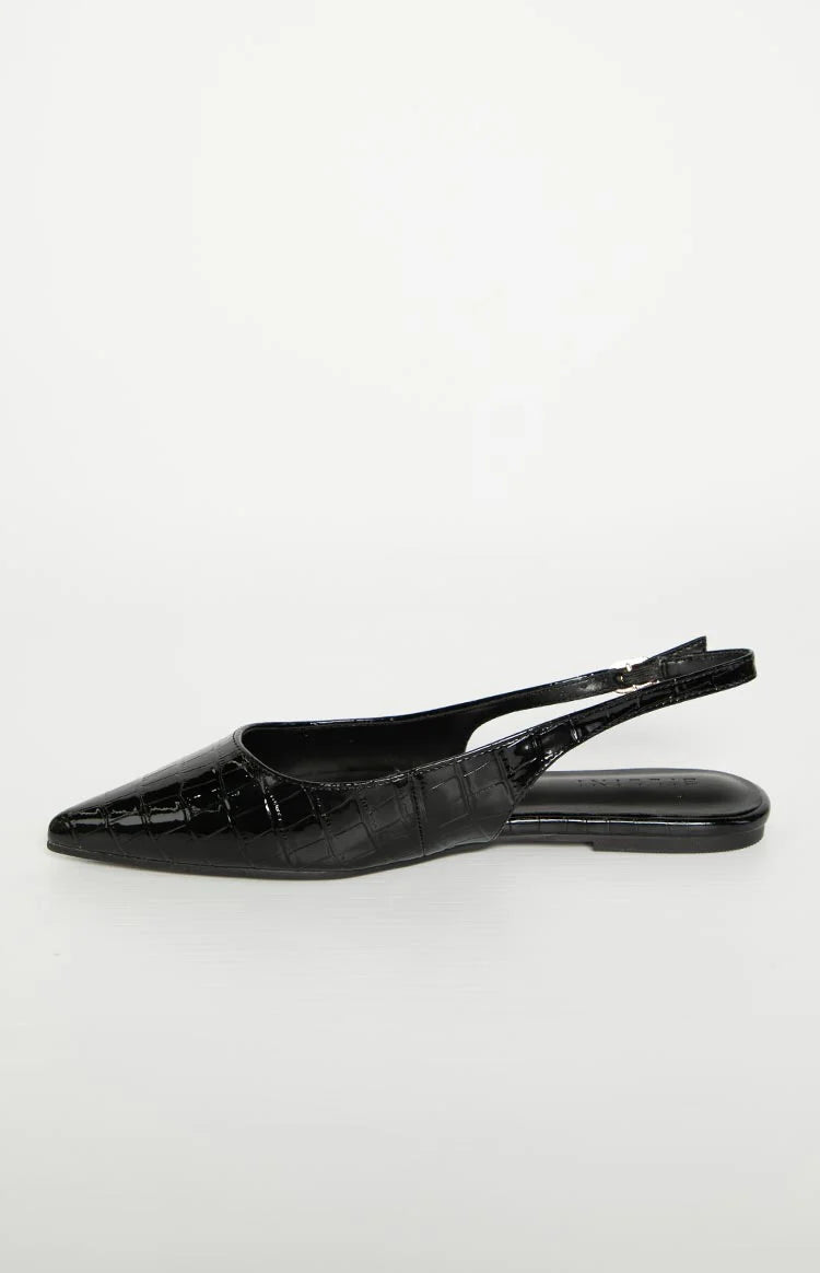 Billini Henna Black Patent Croc Mule