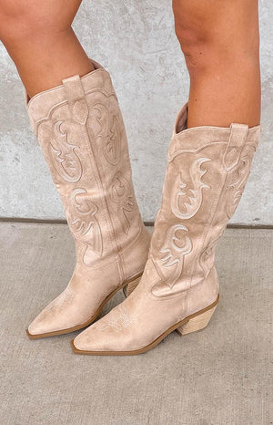 Billini Tulie Beige Cowboy Boots