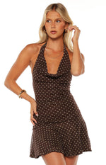 Billy Brown Polka Dot Cowl Party Mini Dress Image