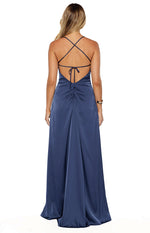 Blaise Navy Satin Maxi Dress Image