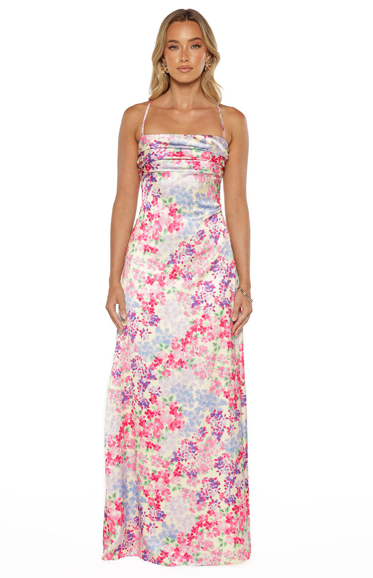 Blaise Multi Floral Satin Maxi Dress Image