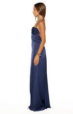 Blaise Navy Satin Maxi Dress