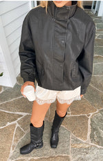 Blakely Black Funnel Neck PU Jacket