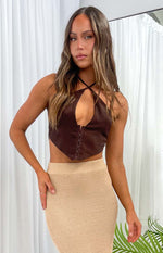 Blakey Brown Halter Neck Top Image