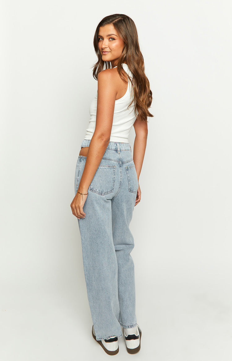 Blue Blaze Mid Wash Denim Cut Out Jeans Image