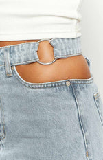 Blue Blaze Mid Wash Denim Cut Out Jeans Image