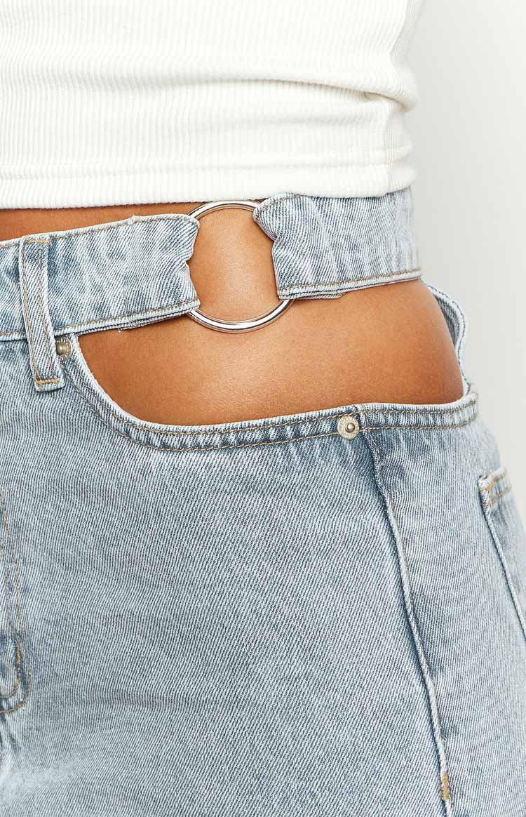 Blue Blaze Mid Wash Denim Cut Out Jeans Image