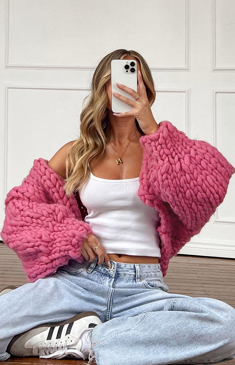 Blush Blossom Pink Knit Cardigan Image
