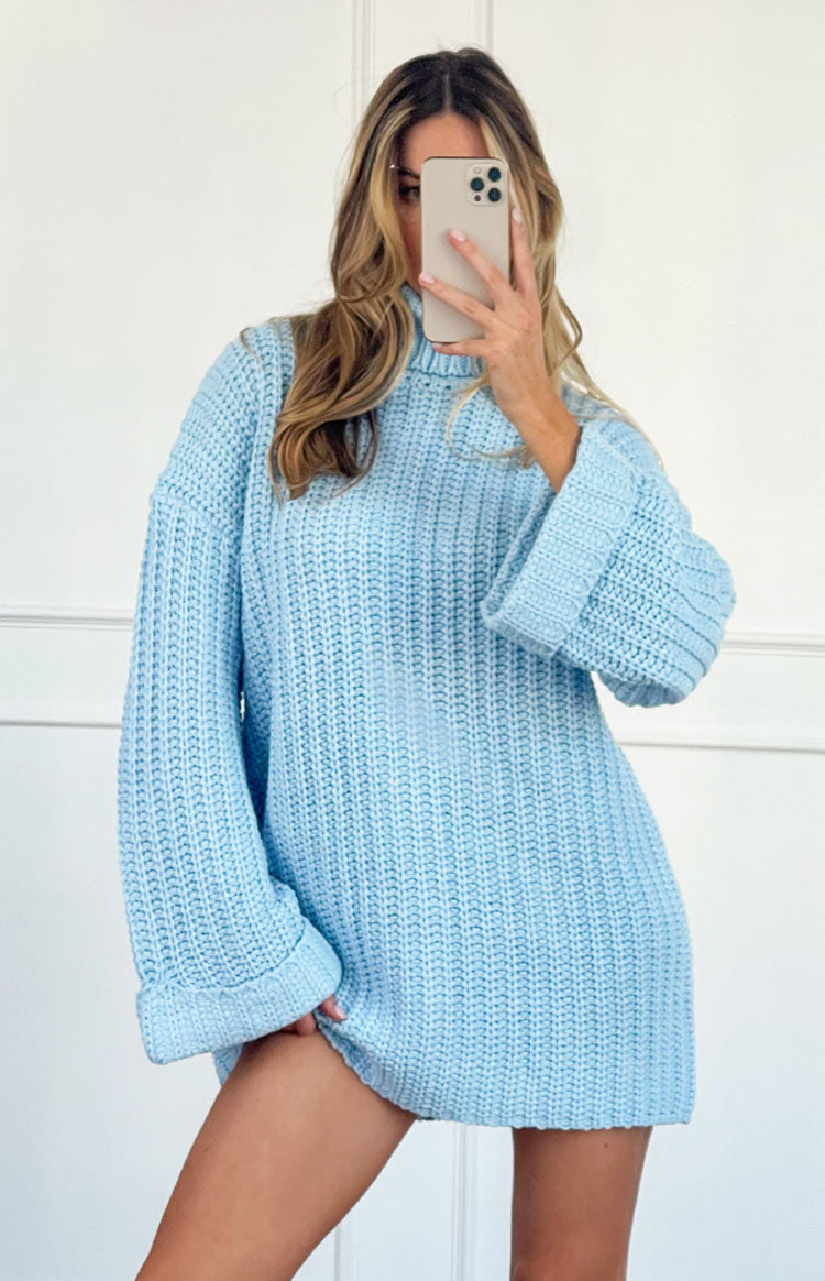 Bonnie Blue Sweater Dress Beginning Boutique NZ