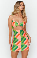 Bradshaw Peach Print Mini Dress Image