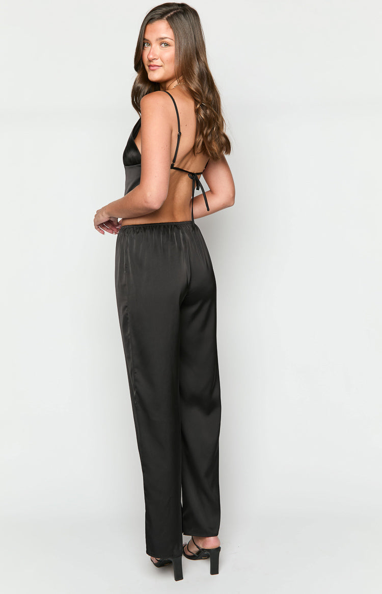 Bridget Black Satin Pants Image