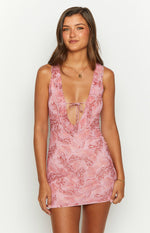 Bright Lights Pink Swirl Snake Print Mini Dress Image