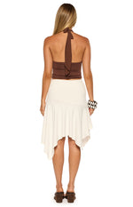 Brighton White Asymmetrical Midi Skirt Image